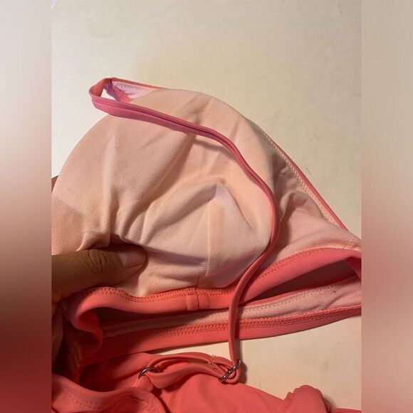 CUPSHE One Piece Swimsuit bathing suit hi rise cheeky hi cut out ties pink XL - Picture 11 of 11